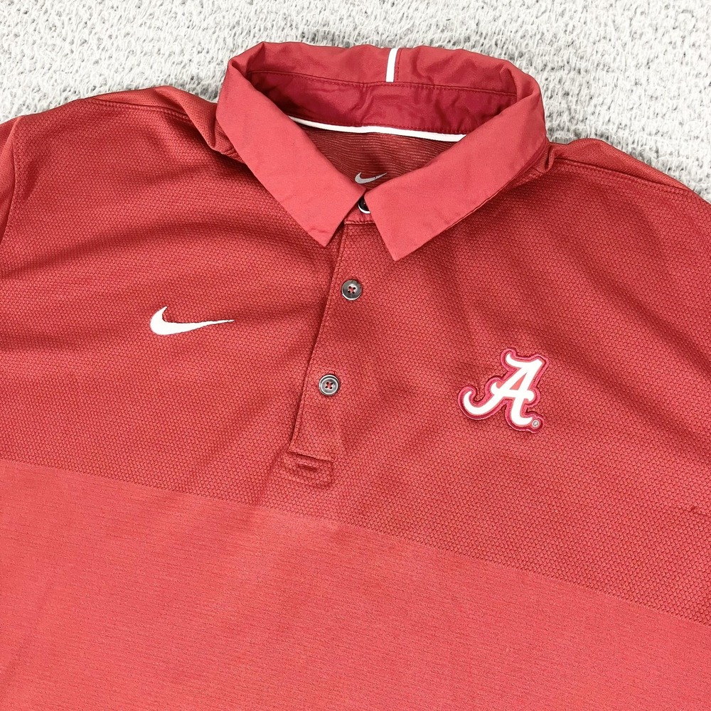 Alabama Crimson Tide Polo Shirt Mens Large Red NCAA Football Nike Dri Fit